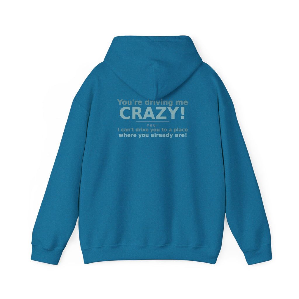 You're Driving Me Crazy Funny Hoodie - Couples Banter Hoodie (Colors A-L)