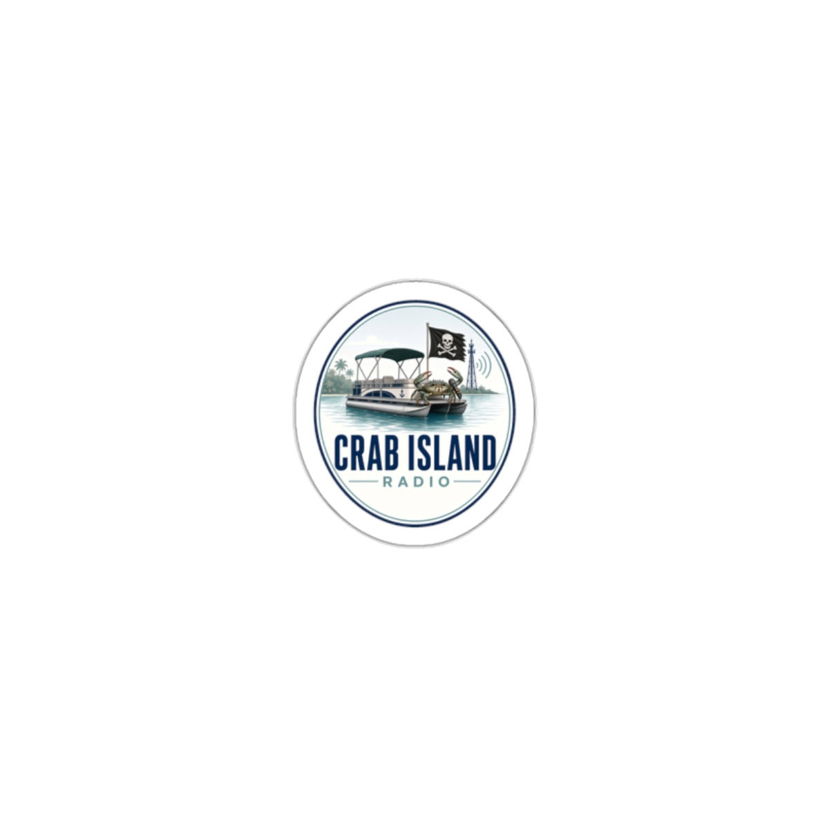 Crab Island Radio Badge Die-Cut Stickers