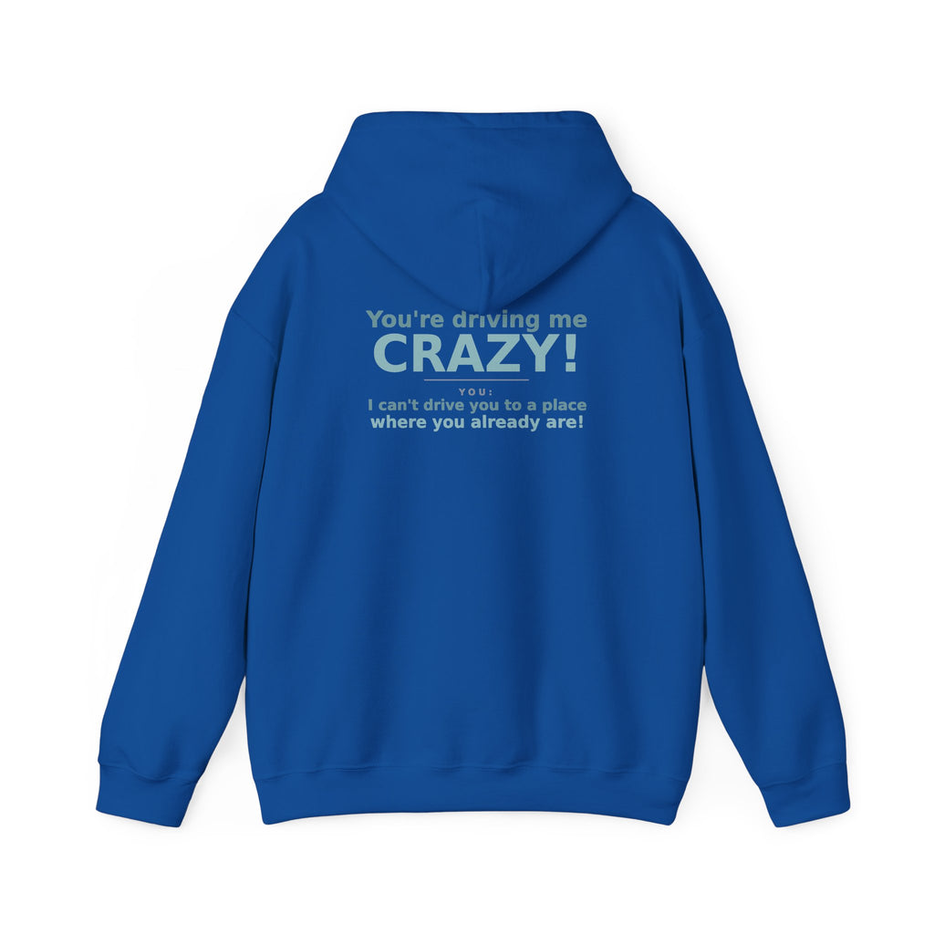 You're Driving Me Crazy Funny Hoodie - Couples Banter Hoodie (Colors M-W)