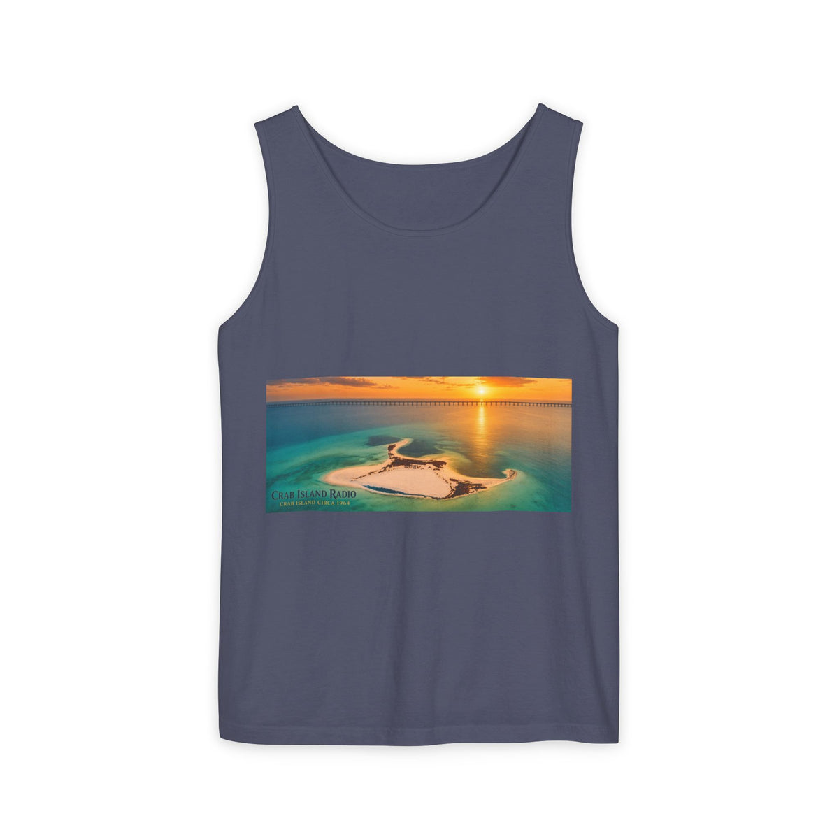 Crab Island Radio Men's Island Sunset Tank Top - Denim