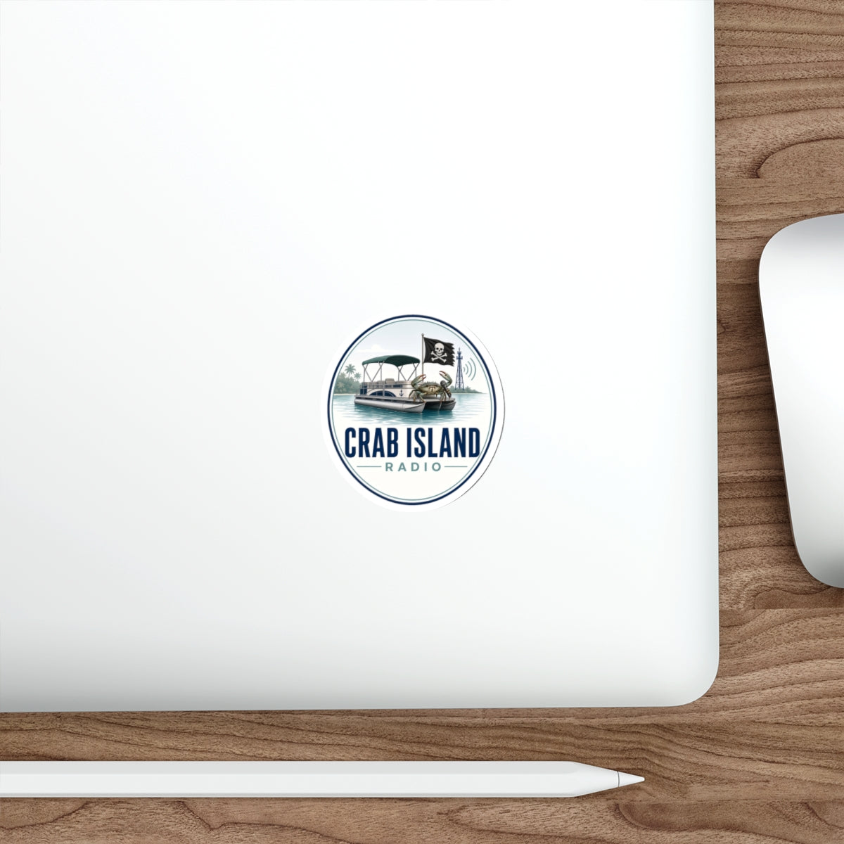 Crab Island Radio Badge Die-Cut Stickers