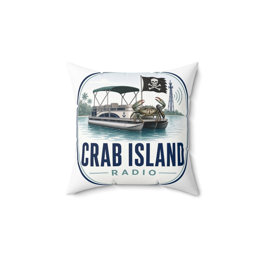 Spun Polyester Square Pillow – Crab Island Radio