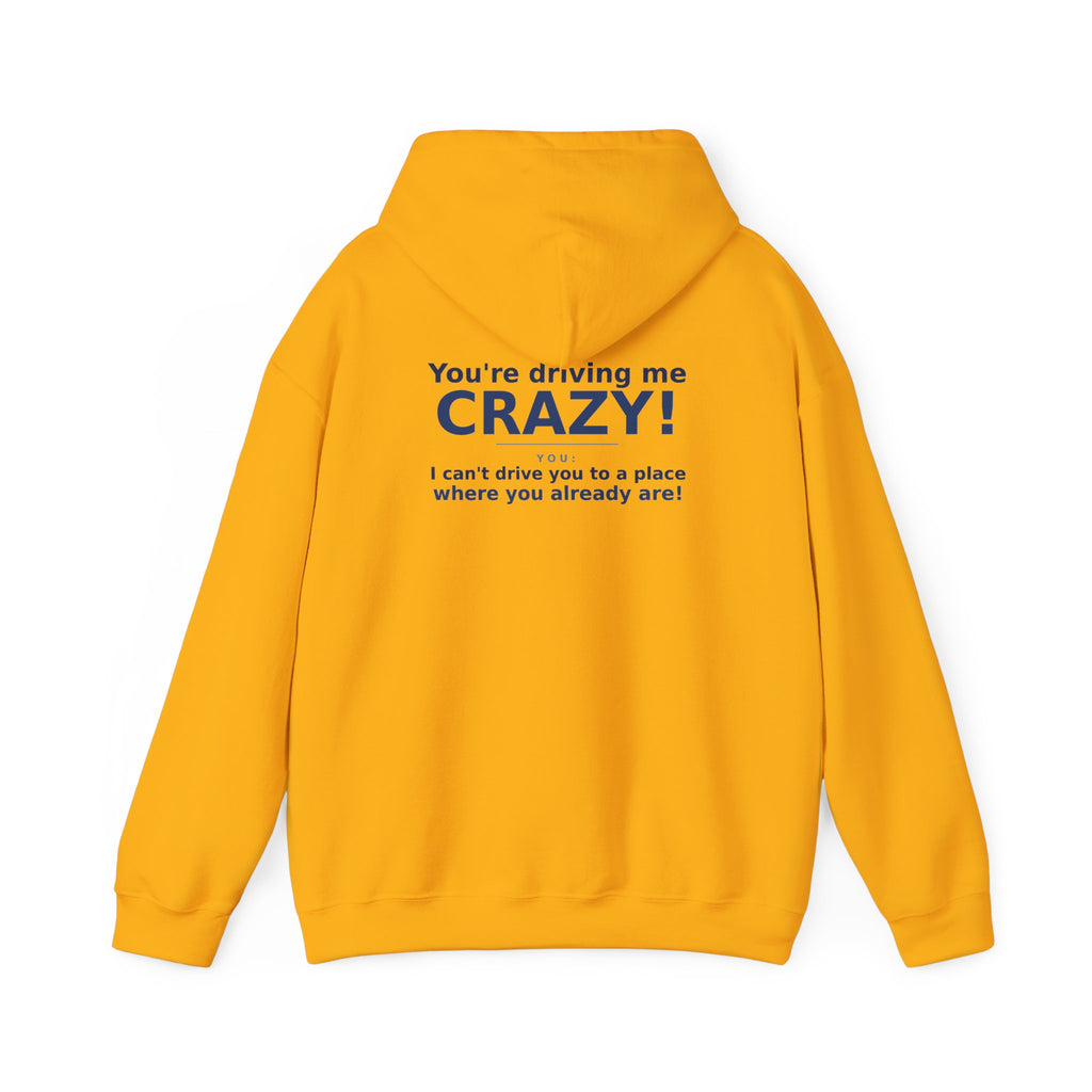 You're Driving Me Crazy Funny Hoodie - Couples Banter Hoodie (Colors A-L)