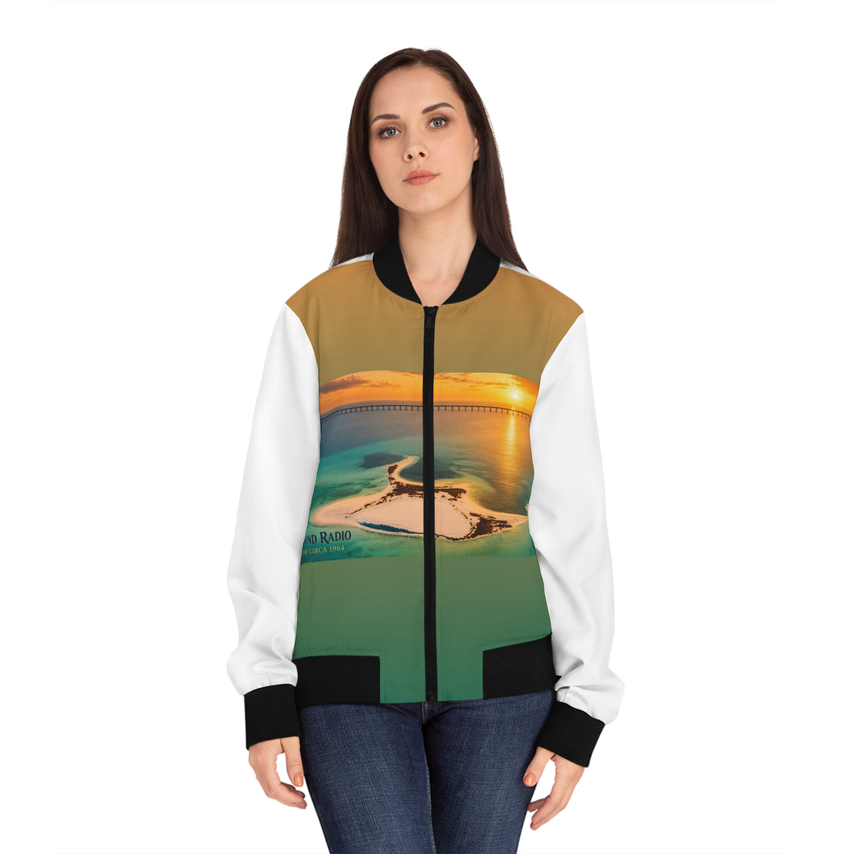 Women's Bomber Jacket (AOP) – Island Sunset