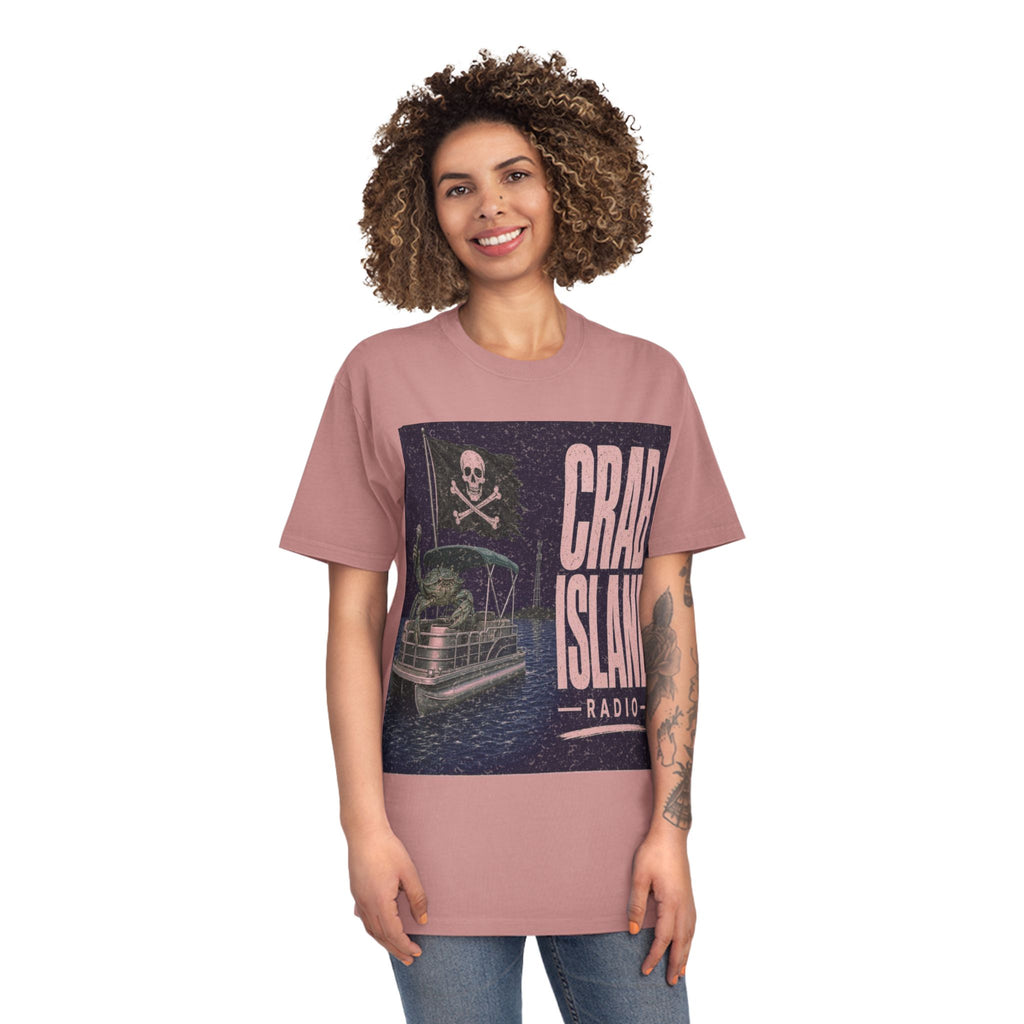 Unisex Faded Shirt – Pirate Crab – Girl Colors (Plum & Rose)