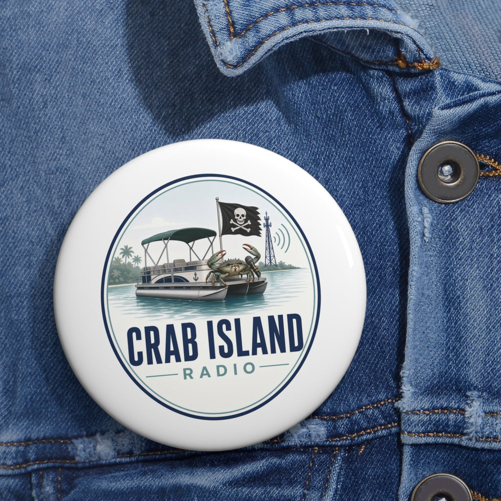 Custom Pin Buttons – Crab Island Radio