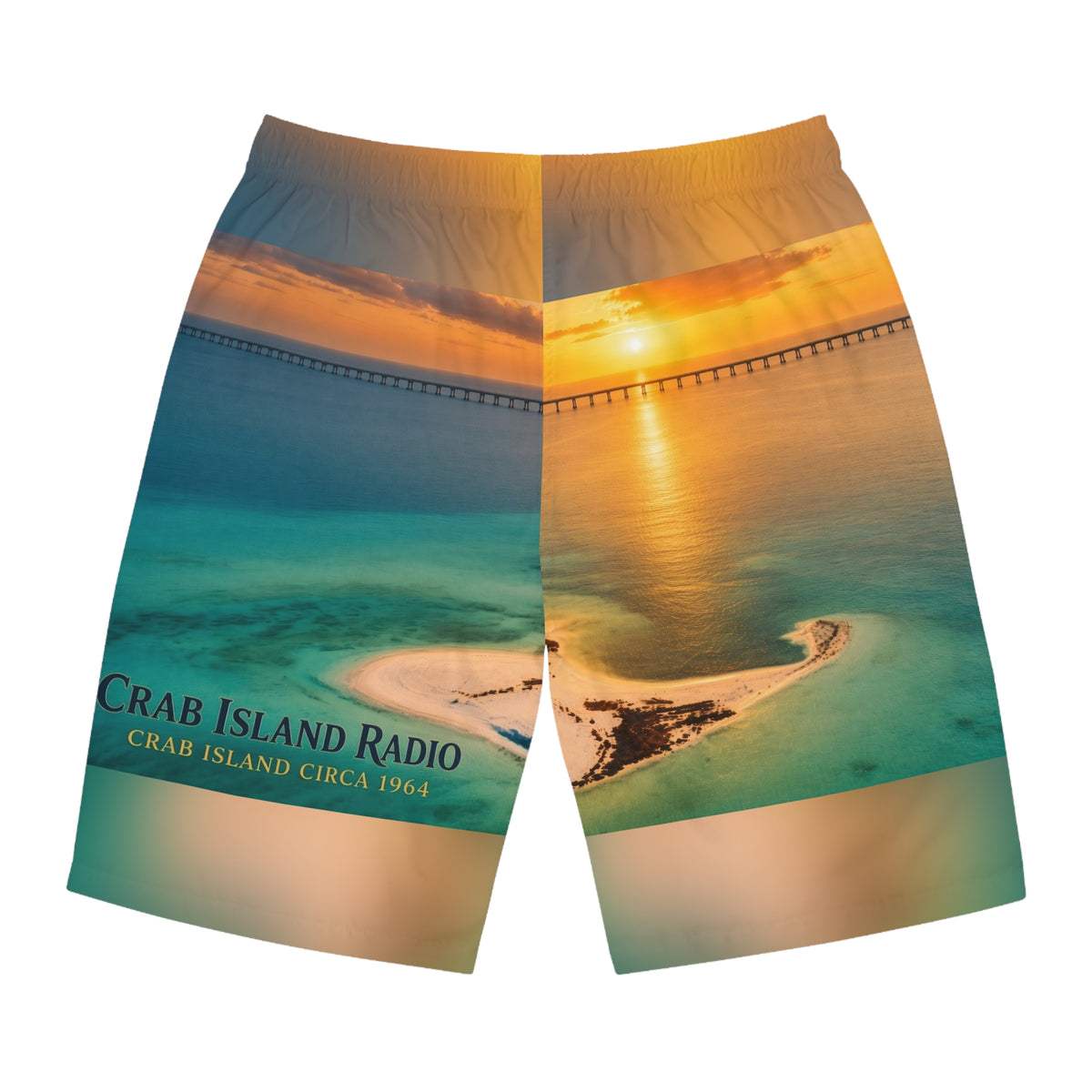 Crab Island Radio Island Sunset Wrap Board Shorts