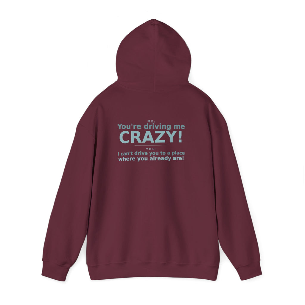 You're Driving Me Crazy Funny Hoodie - Couples Banter Hoodie (Colors M-W)