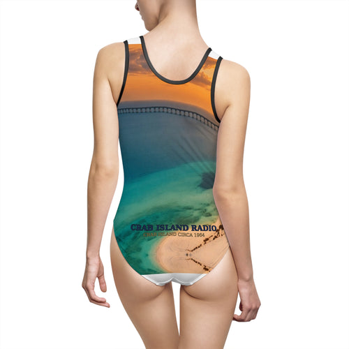 Crab Island Radio Island Sunset Full-Bleed One-Piece Swimsuit