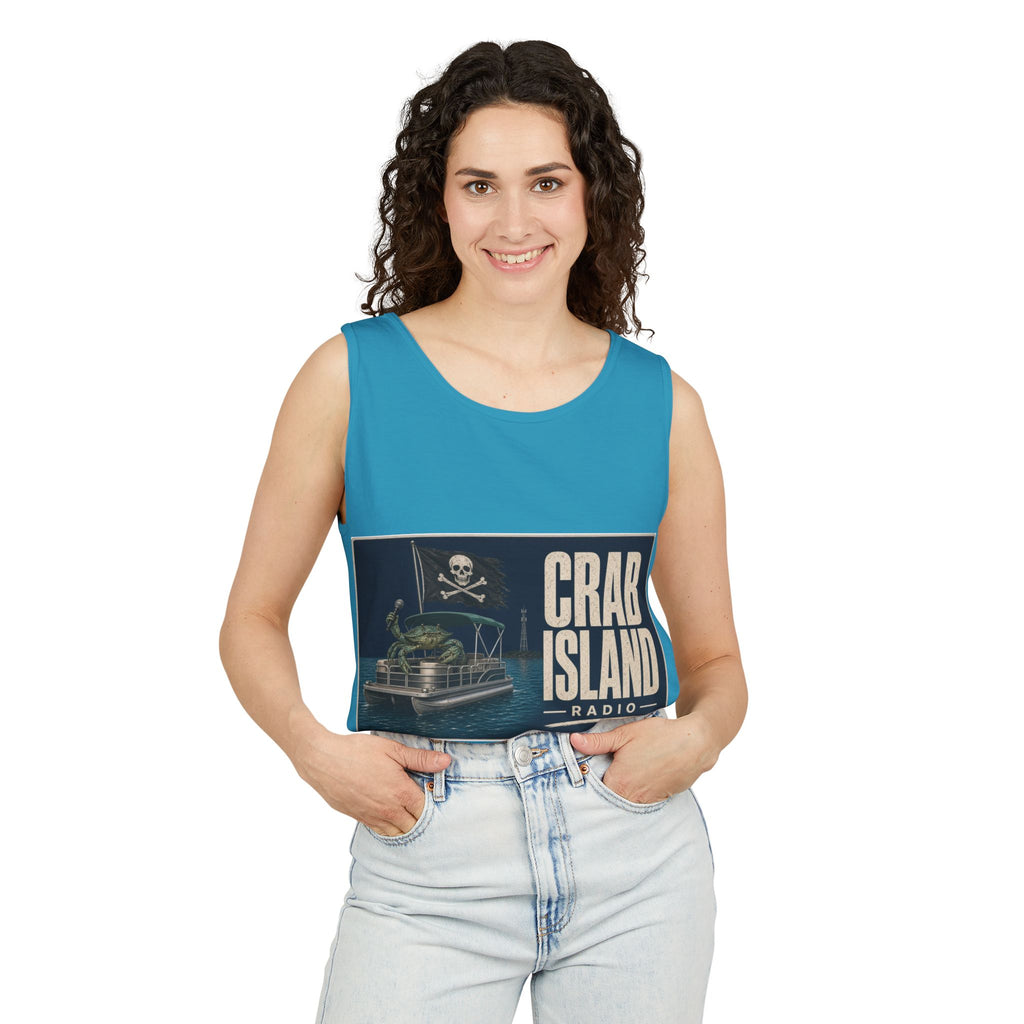 Crab Island Radio Men's Pirate Crab Tank Top - Sapphire
