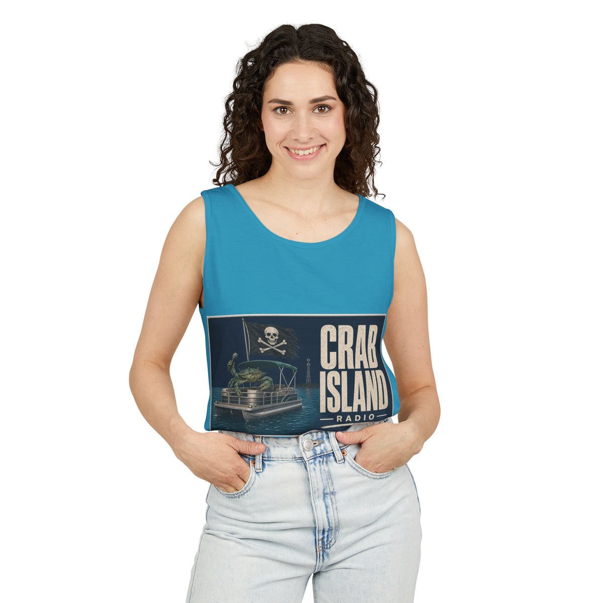 Crab Island Radio Men's Pirate Crab Tank Top - Sapphire