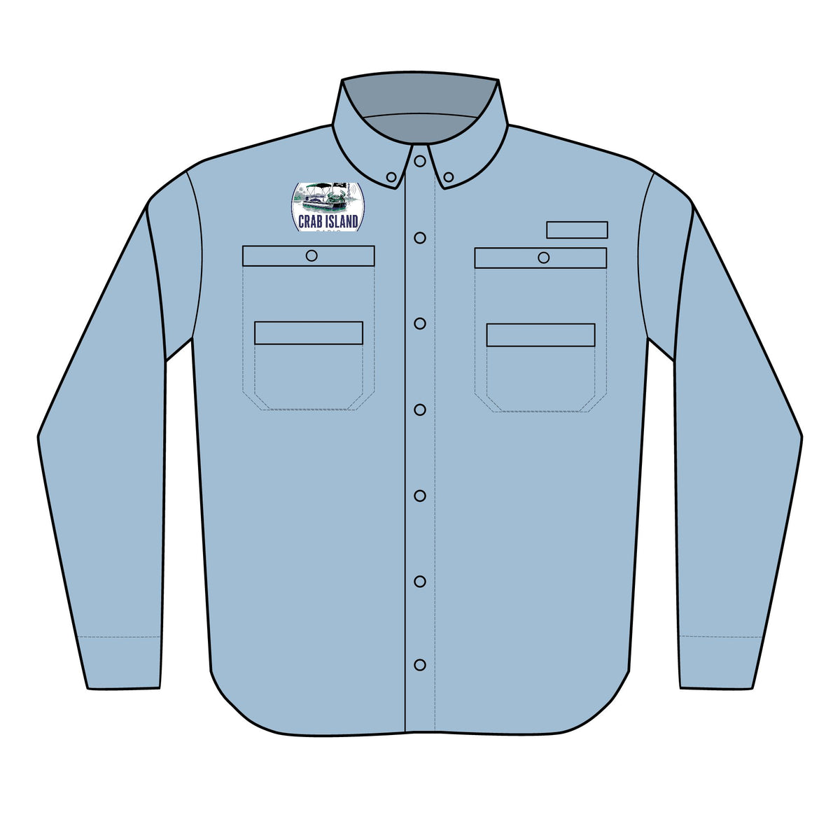 Crab Island Radio Embroidered PFG Fishing Shirt – Destin Florida