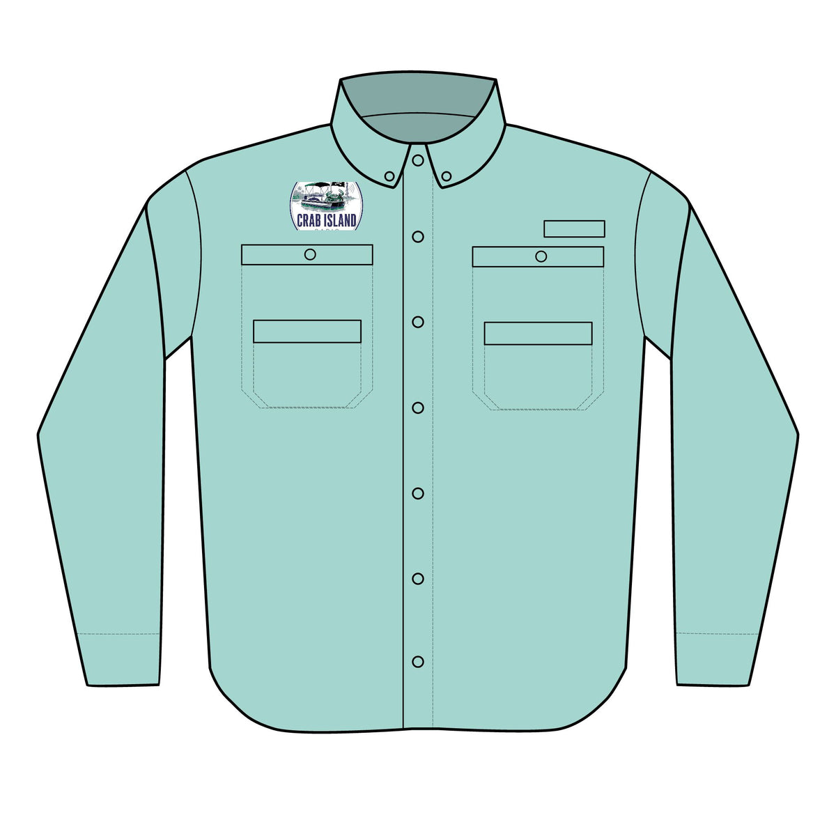 Crab Island Radio Embroidered PFG Fishing Shirt – Destin Florida