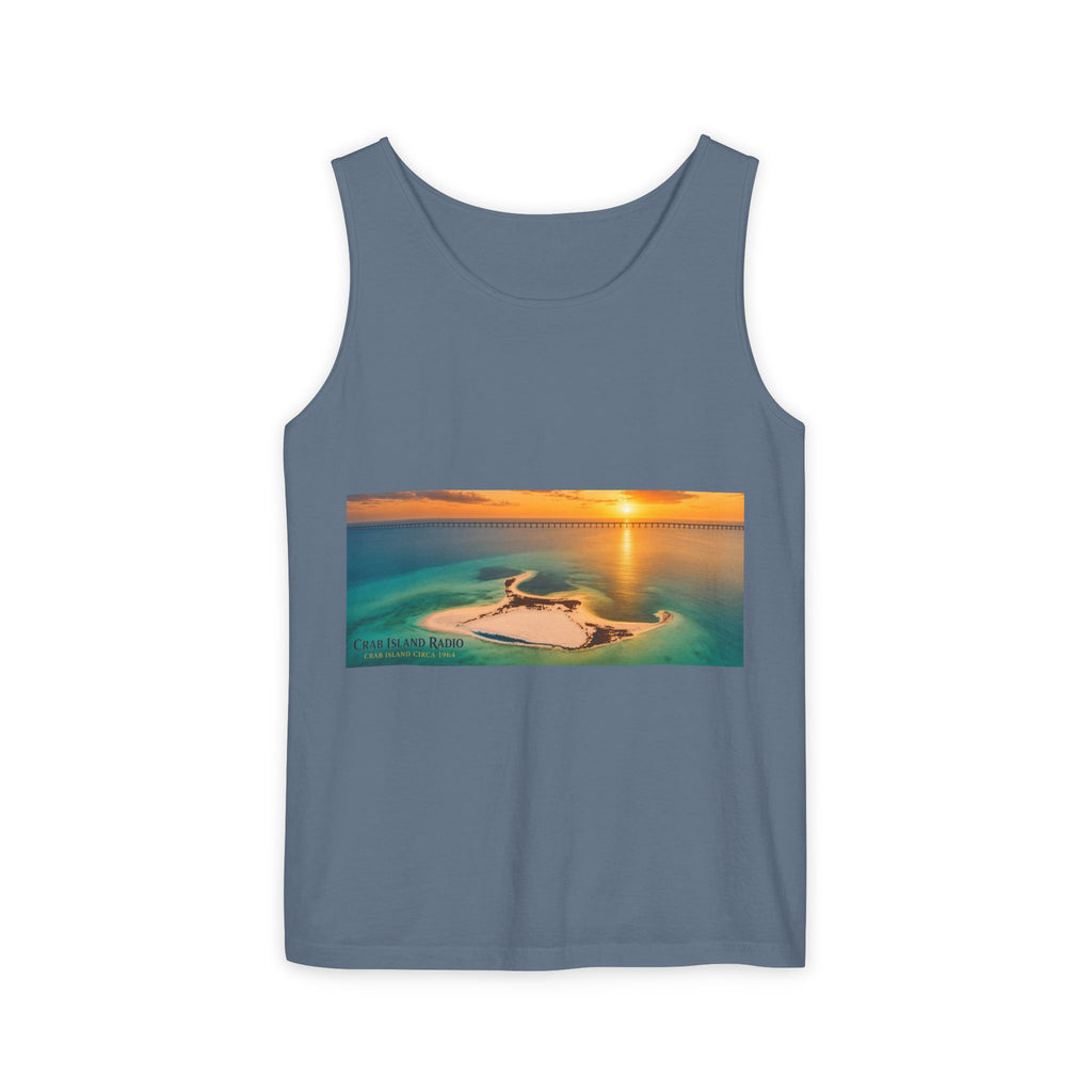 Crab Island Radio Men's Island Sunset Tank Top - Blue Jean