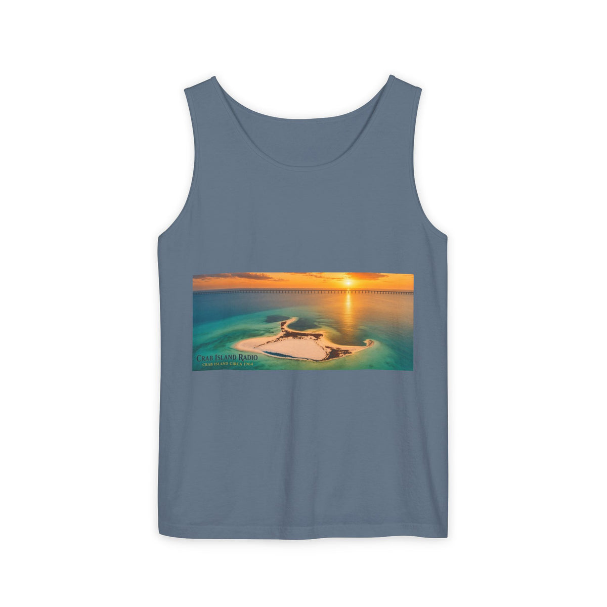 Crab Island Radio Men's Island Sunset Tank Top - Blue Jean