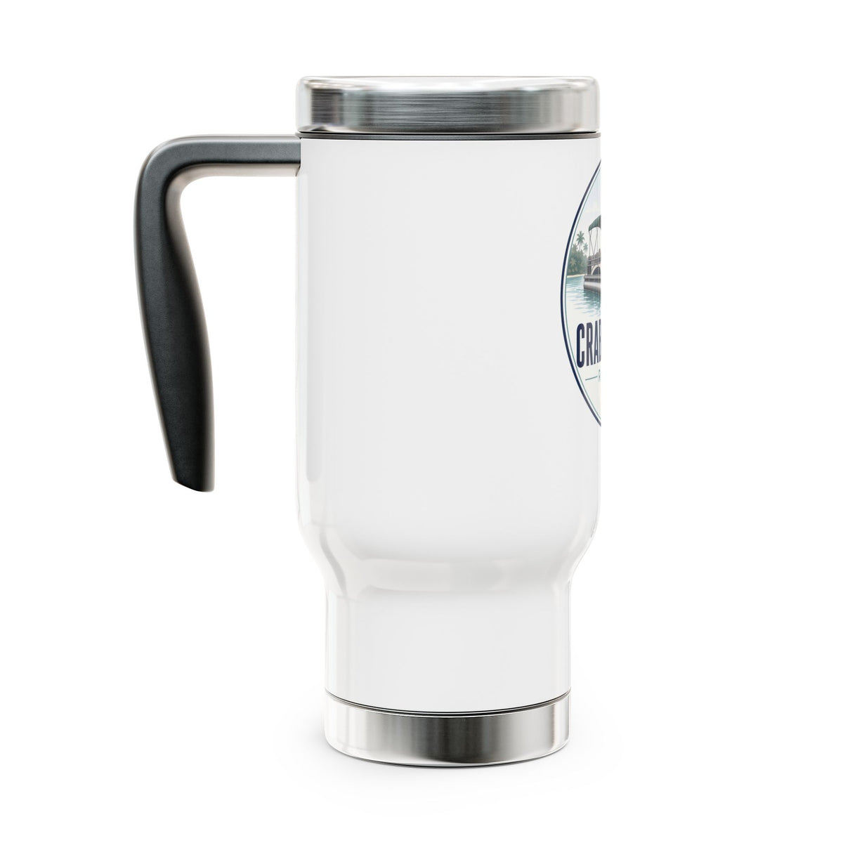 Stainless Steel Travel Mug with Handle, 14oz – Crab Island Radio