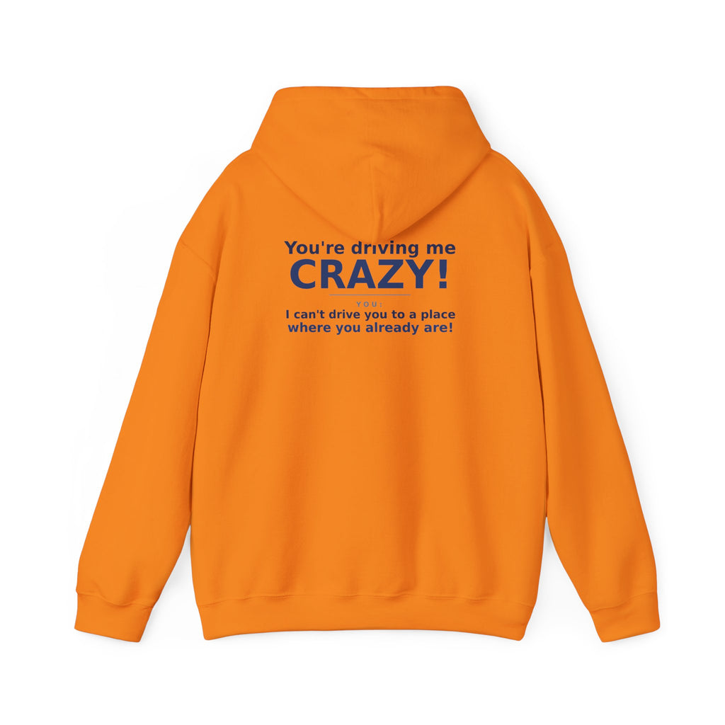 You're Driving Me Crazy Funny Hoodie - Couples Banter Hoodie (Colors M-W)