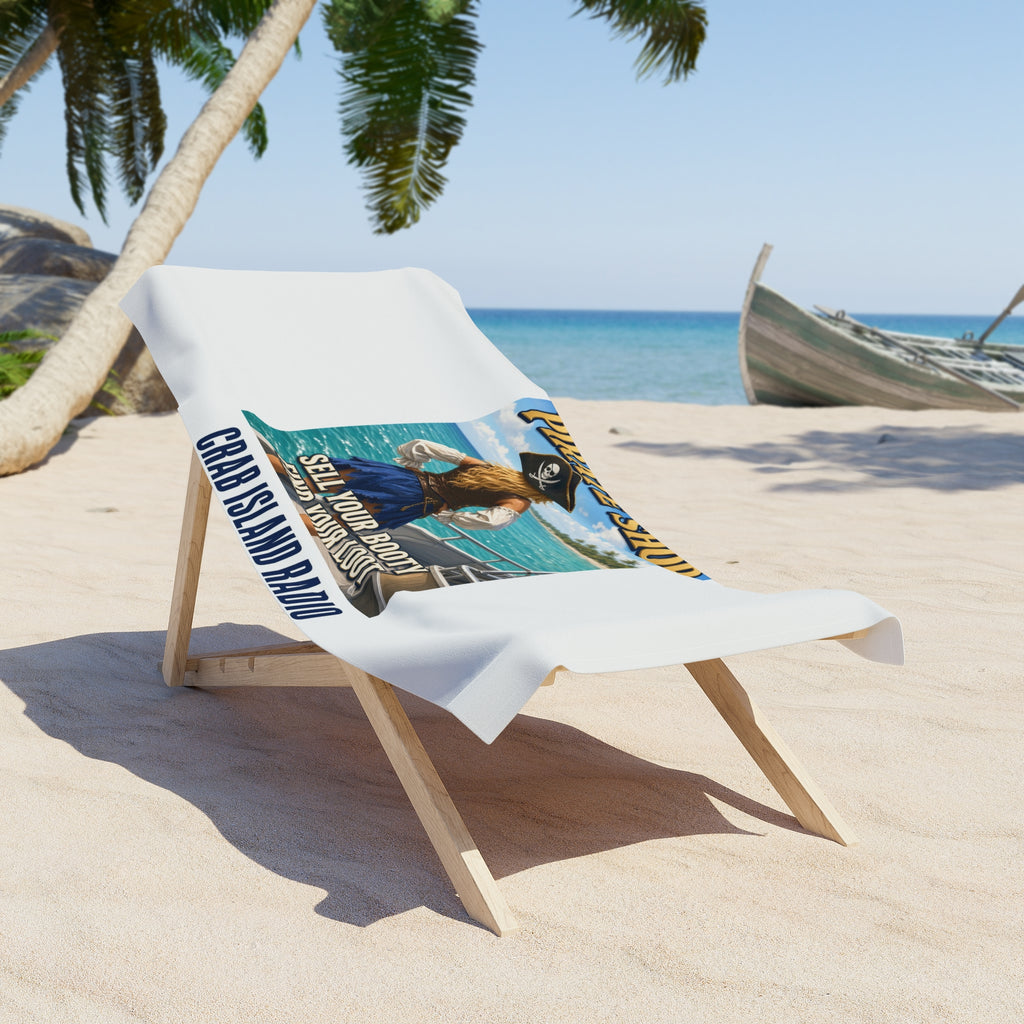 Crab Island Radio Pirate Shop Boat Beach Towel