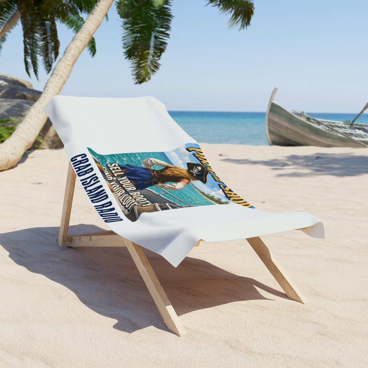Crab Island Radio Pirate Shop Boat Beach Towel