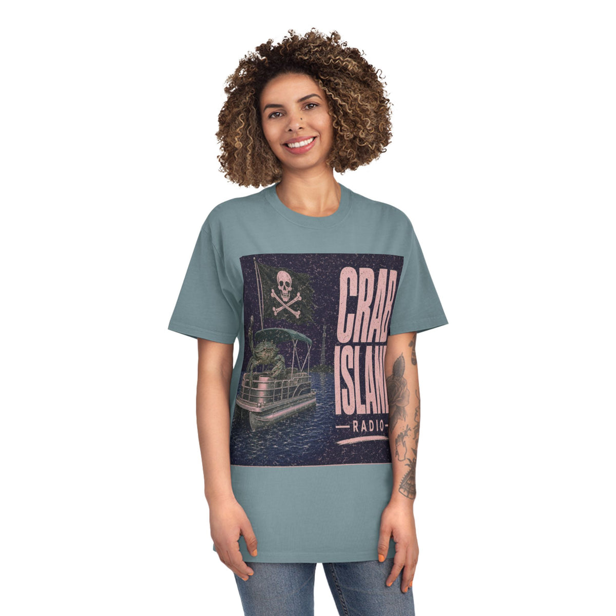 Unisex Faded Shirt – Pirate Crab – Girl Colors (Plum & Rose)