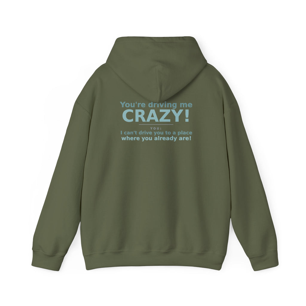 You're Driving Me Crazy Funny Hoodie - Couples Banter Hoodie (Colors M-W)
