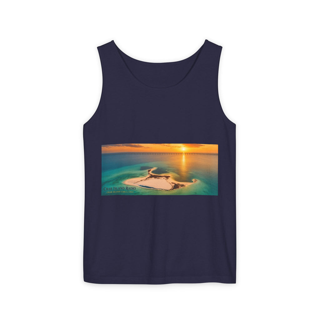 Crab Island Radio Men's Island Sunset Tank Top - True Navy