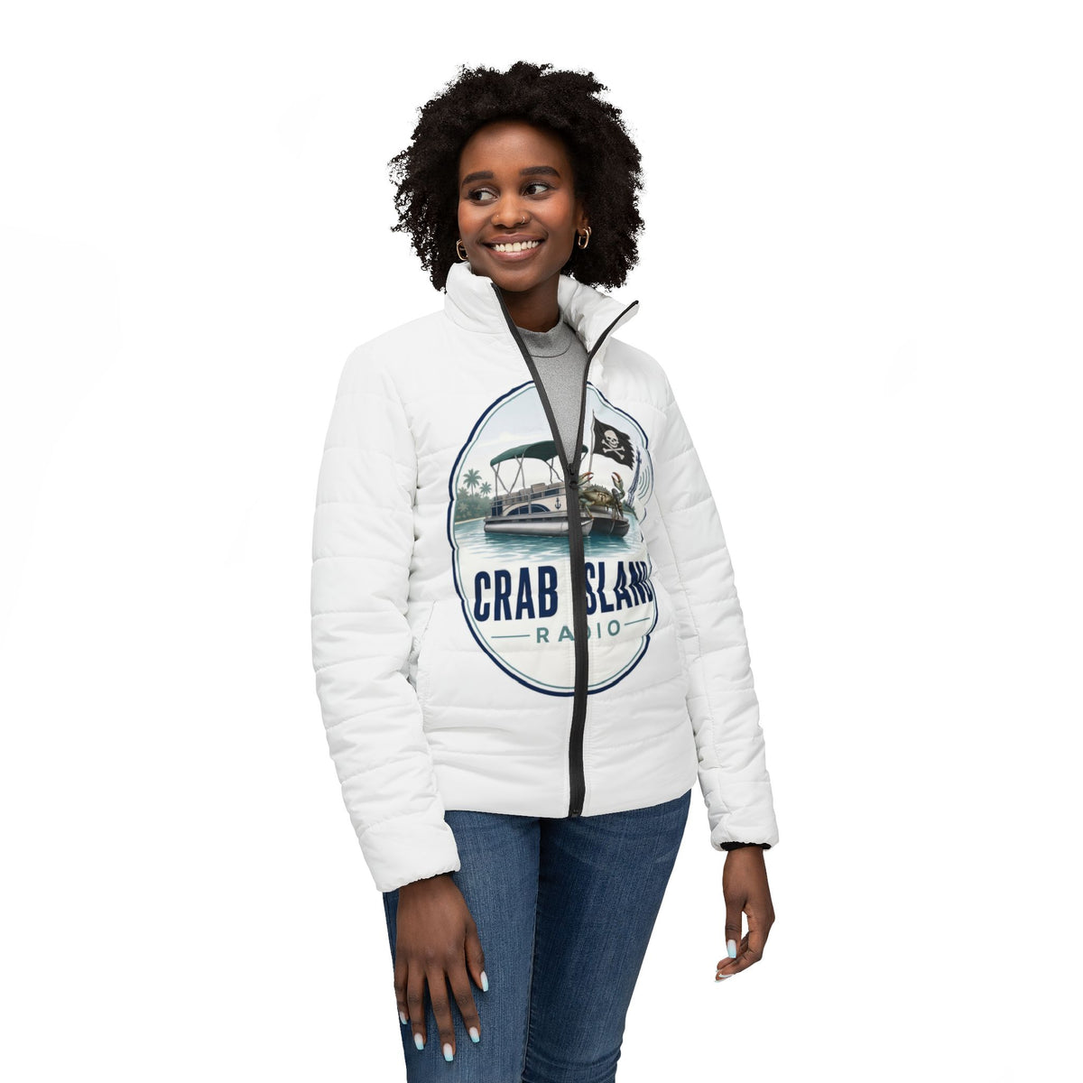 Women's Puffer Jacket (AOP) – Crab Island Radio