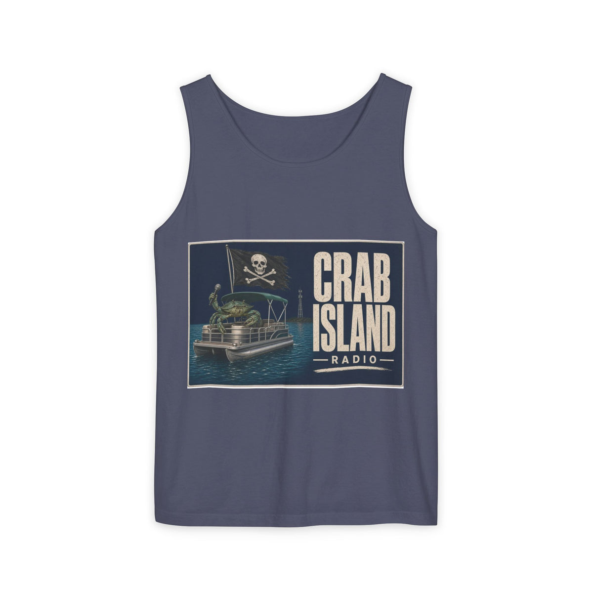 Crab Island Radio Men's Pirate Crab Tank Top - Denim