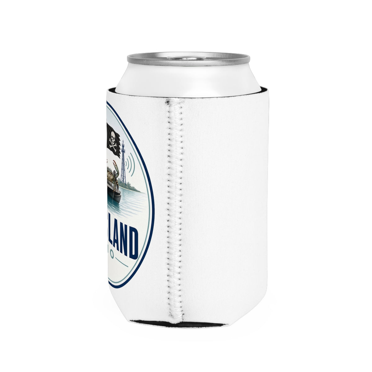 Crab Island Radio Badge Can Cooler