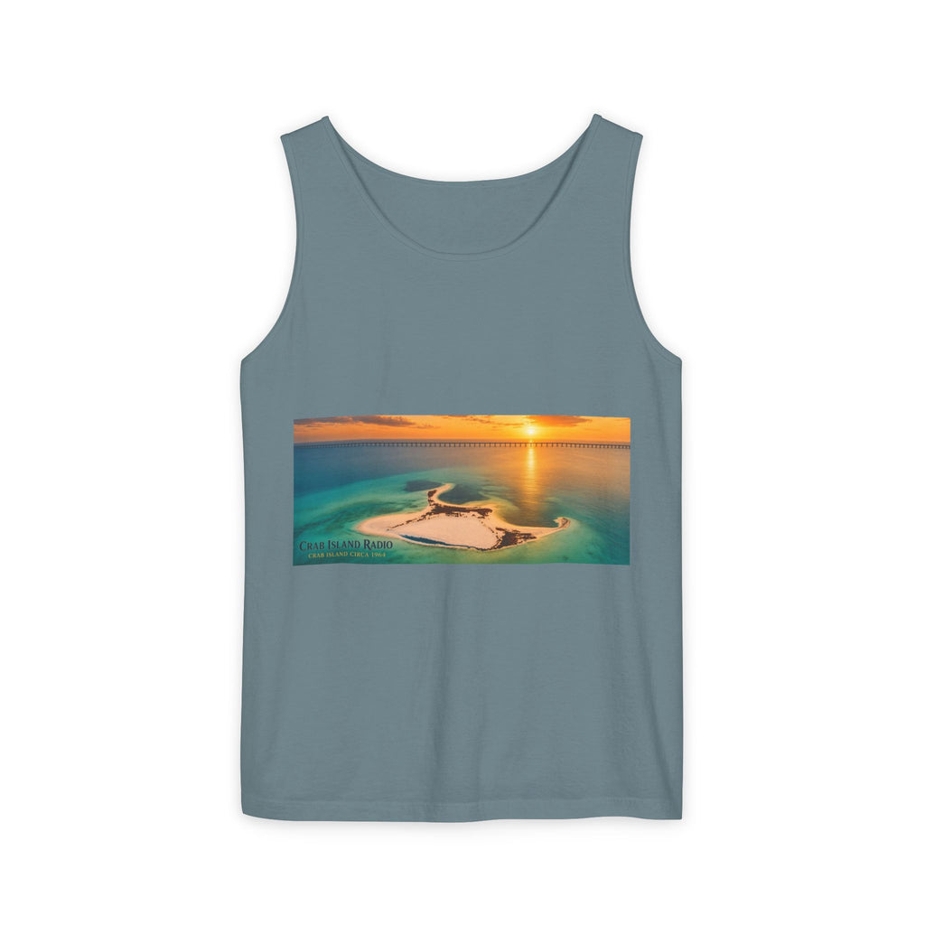Crab Island Radio Men's Island Sunset Tank Top - Ice Blue