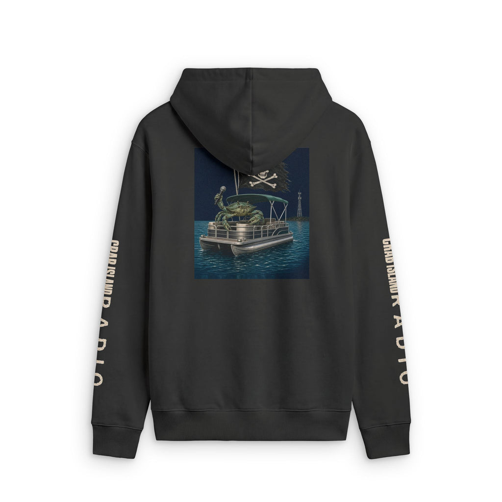 Unisex Relax Faded Zip Hood – Crab Island Radio (Words Sleeves)