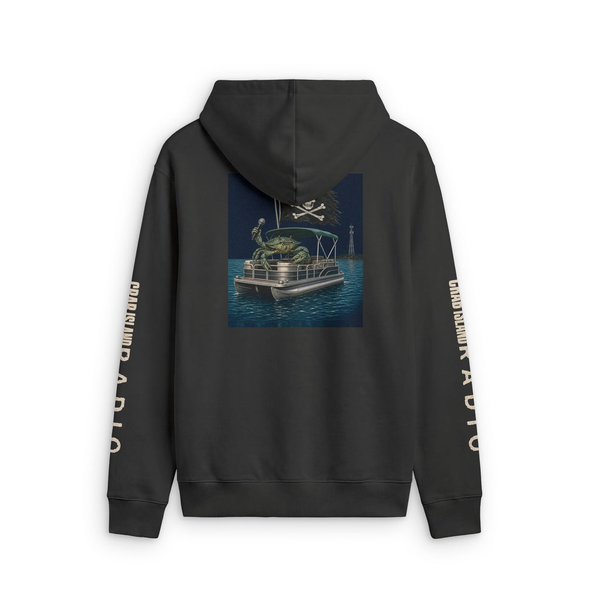 Unisex Relax Faded Zip Hood – Crab Island Radio (Words Sleeves)