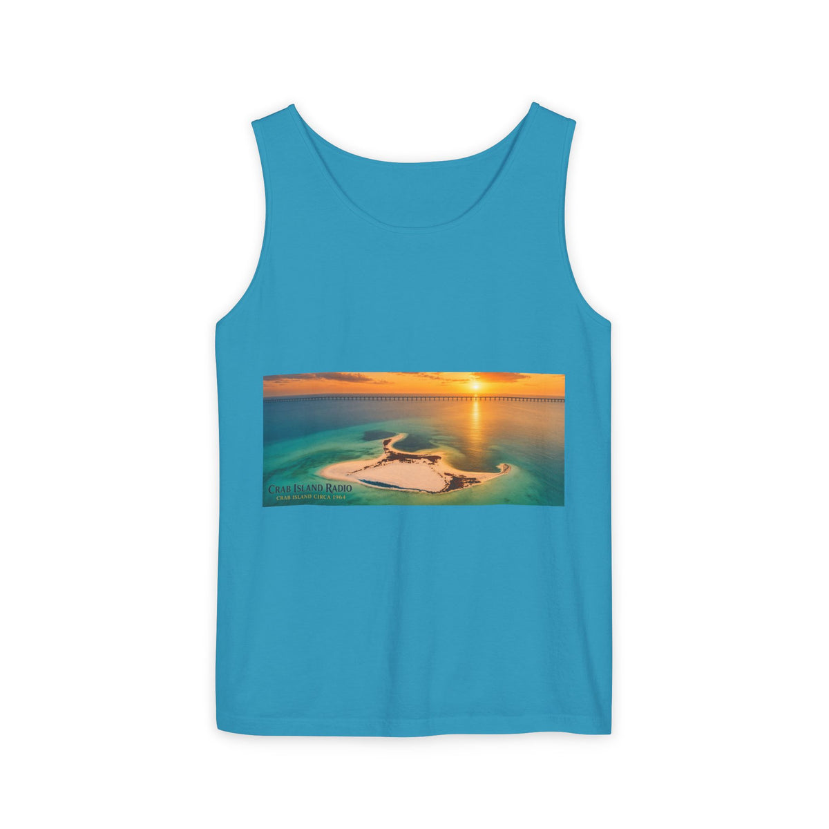 Crab Island Radio Men's Island Sunset Tank Top - Sapphire