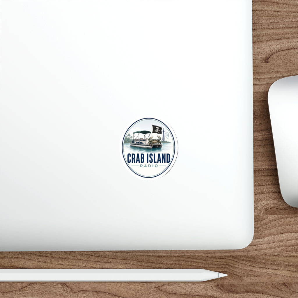 Crab Island Radio Badge Die-Cut Stickers