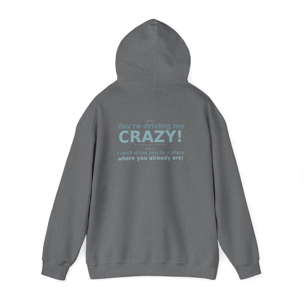 You're Driving Me Crazy Funny Hoodie - Couples Banter Hoodie (Colors A-L)