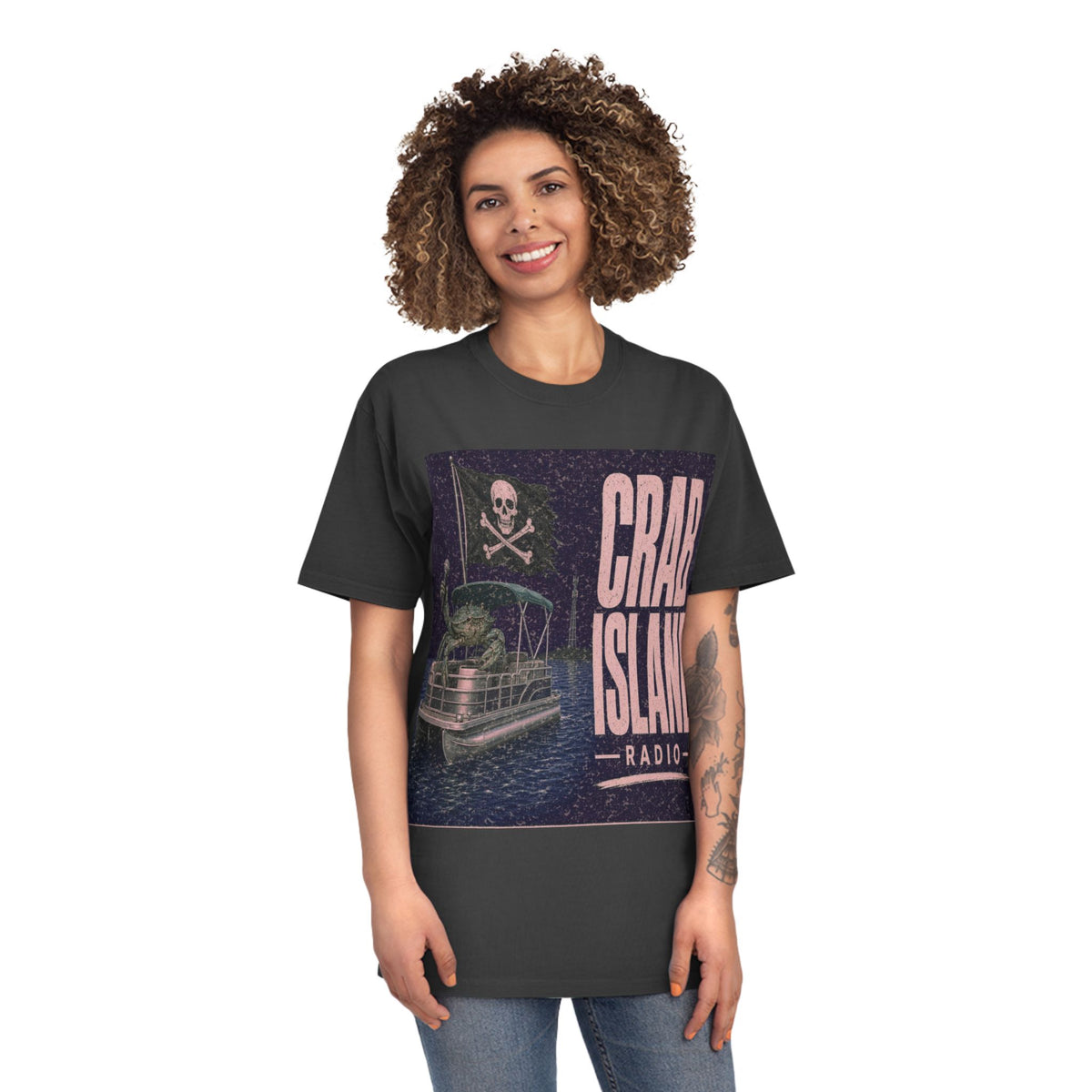 Unisex Faded Shirt – Pirate Crab – Girl Colors (Plum & Rose)