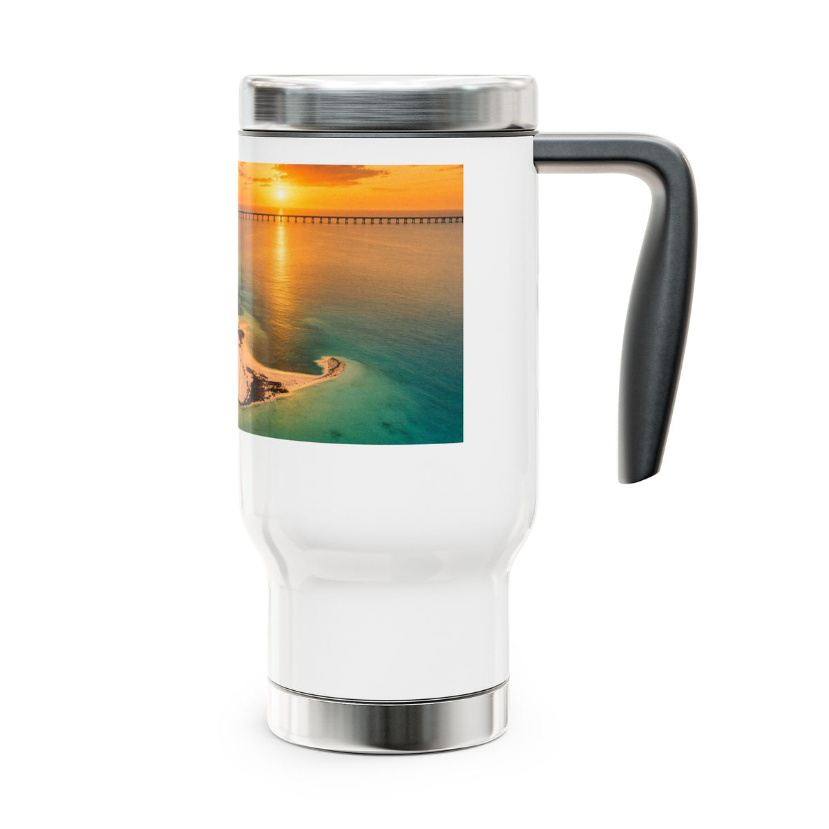 Stainless Steel Travel Mug with Handle, 14oz – Island Sunset
