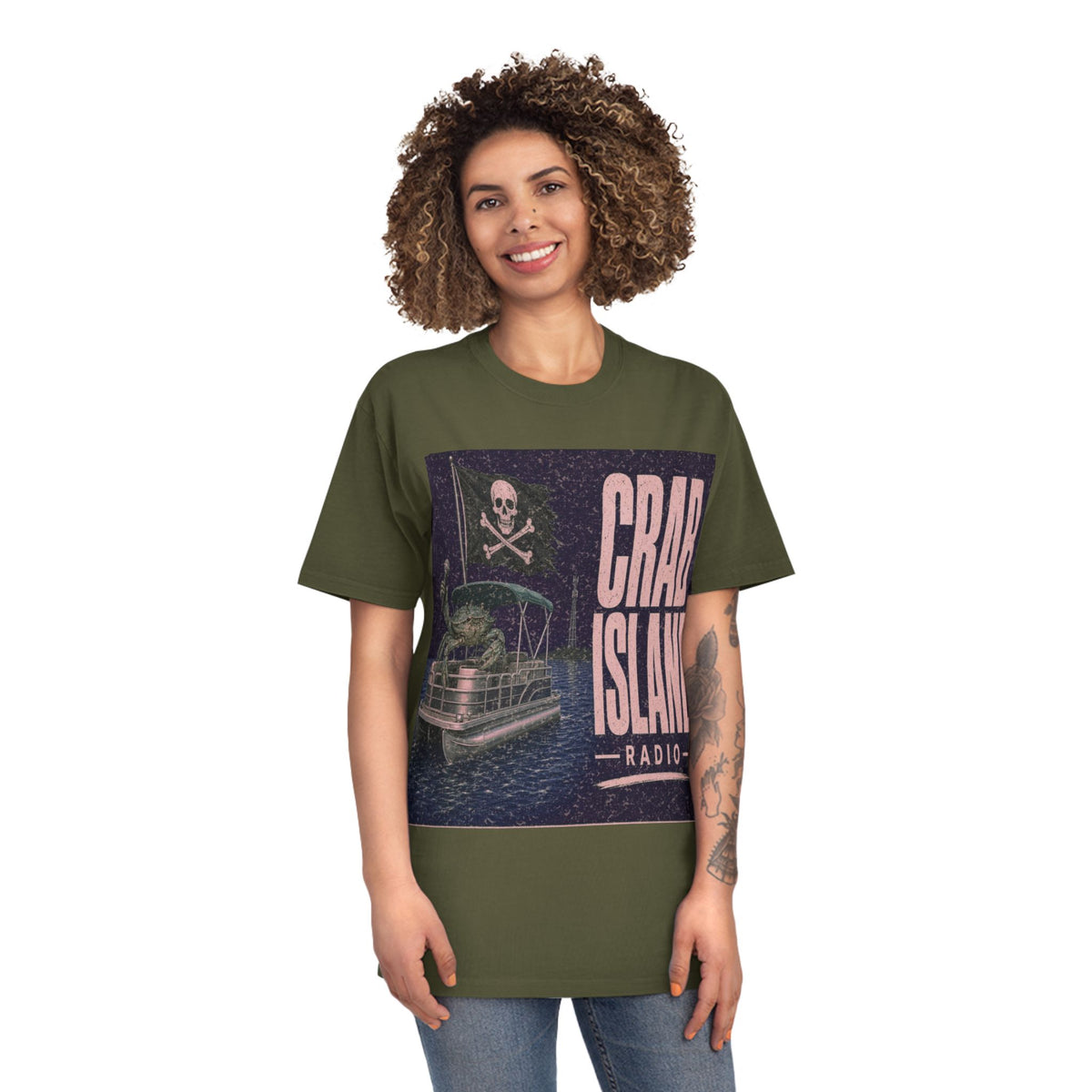Unisex Faded Shirt – Pirate Crab – Girl Colors (Plum & Rose)