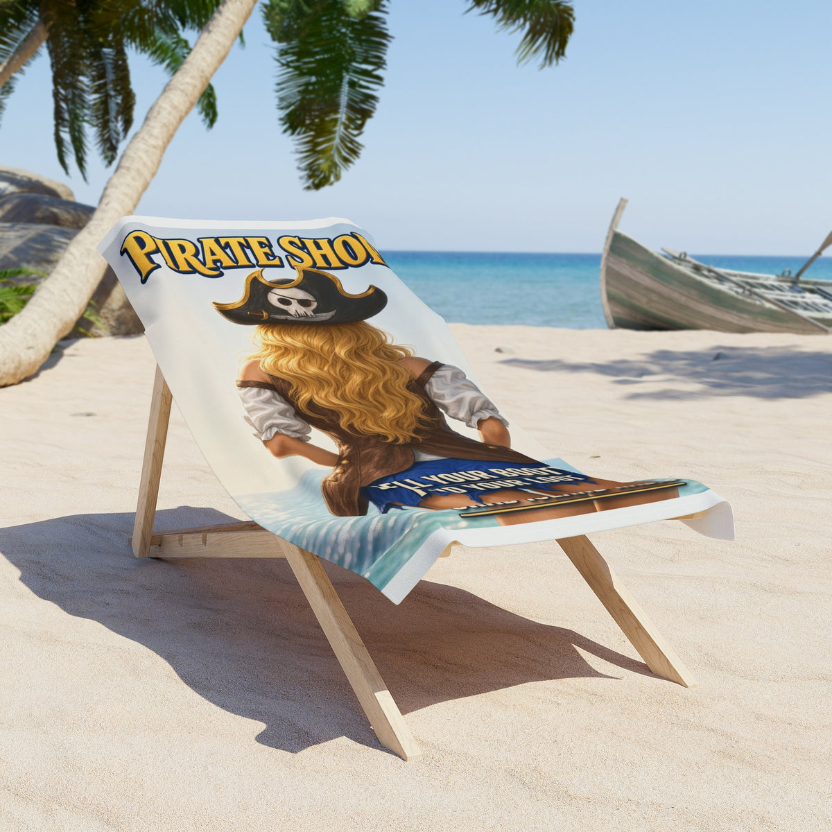Crab Island Radio Pirate Shop Beach Towel