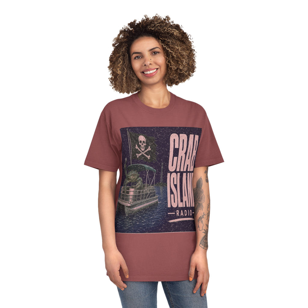 Unisex Faded Shirt – Pirate Crab – Girl Colors (Plum & Rose)