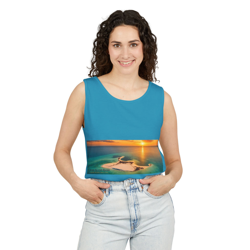 Crab Island Radio Men's Island Sunset Tank Top - Sapphire