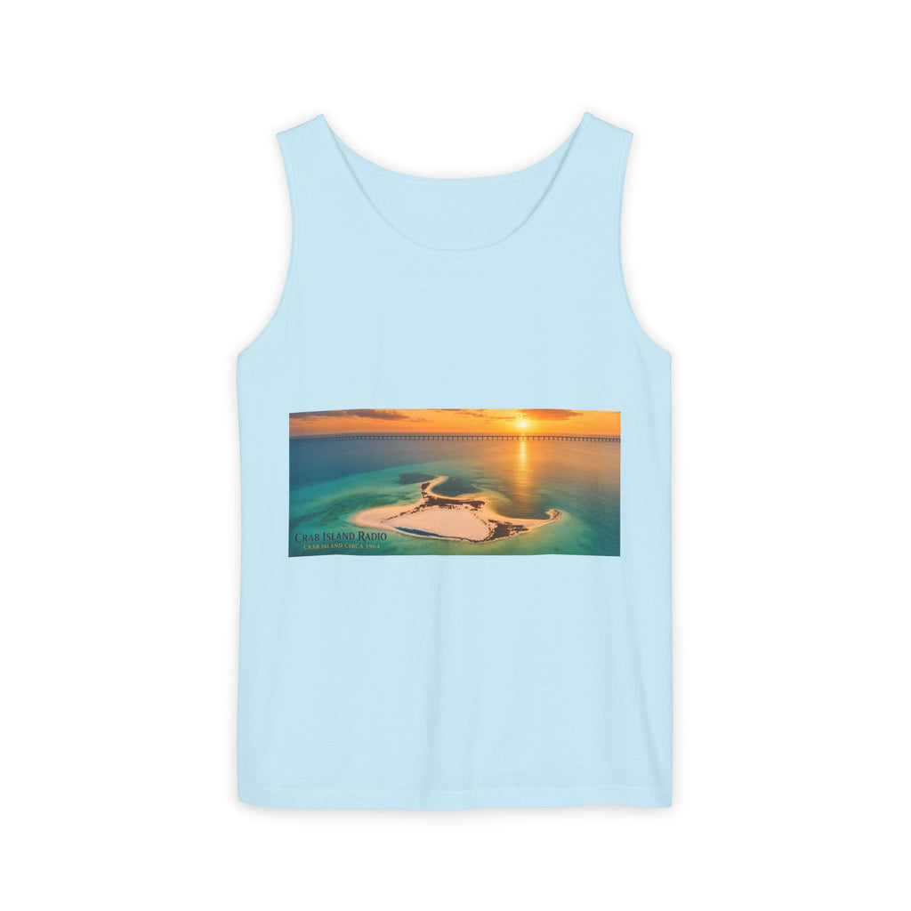 Crab Island Radio Men's Island Sunset Tank Top - Chambray