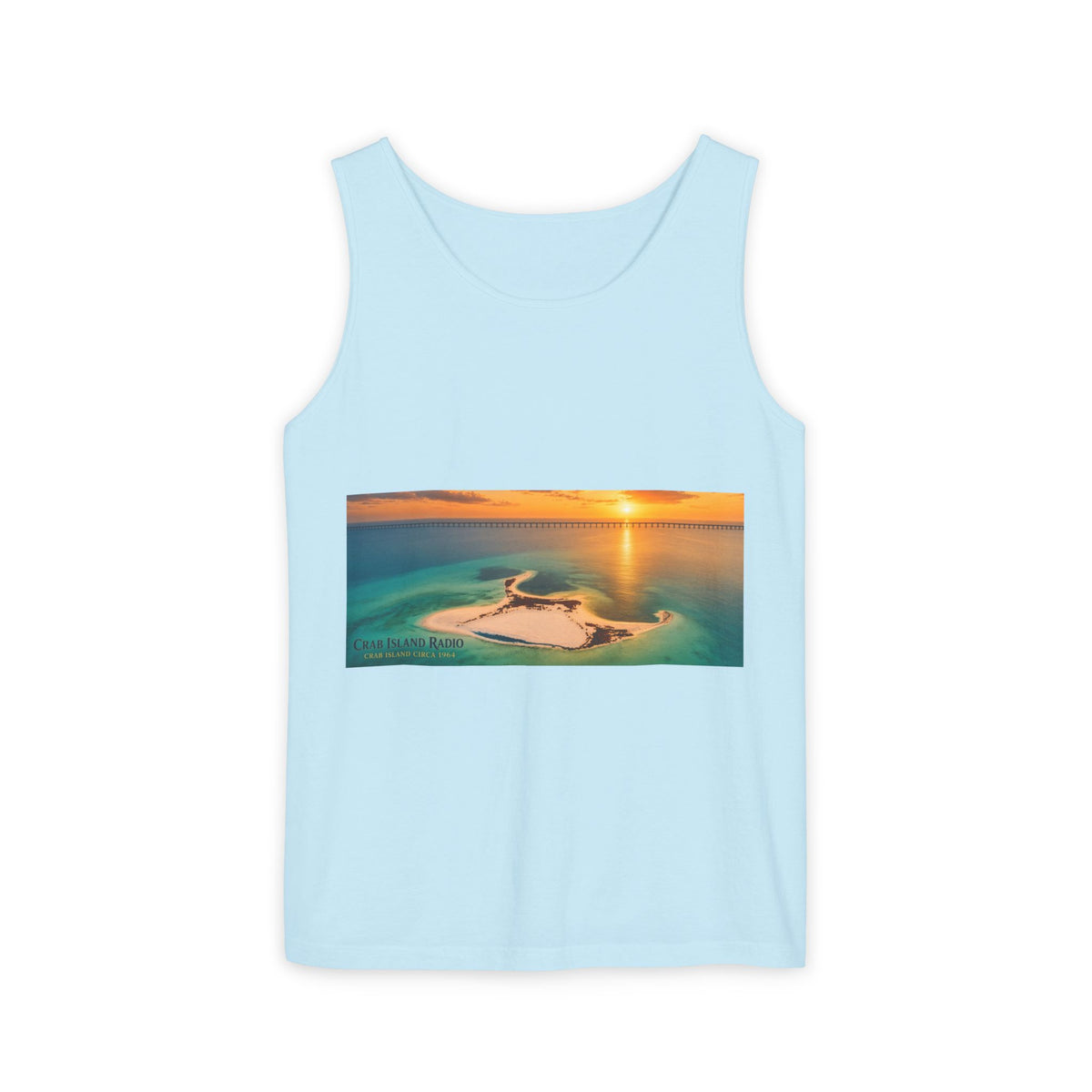 Crab Island Radio Men's Island Sunset Tank Top - Chambray