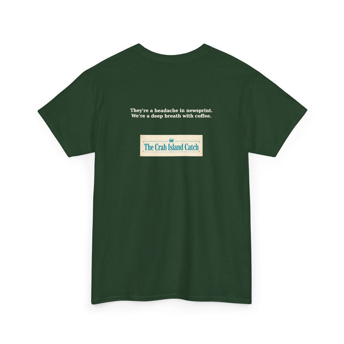 Headache in Newsprint Tee – The Crab Island Catch
