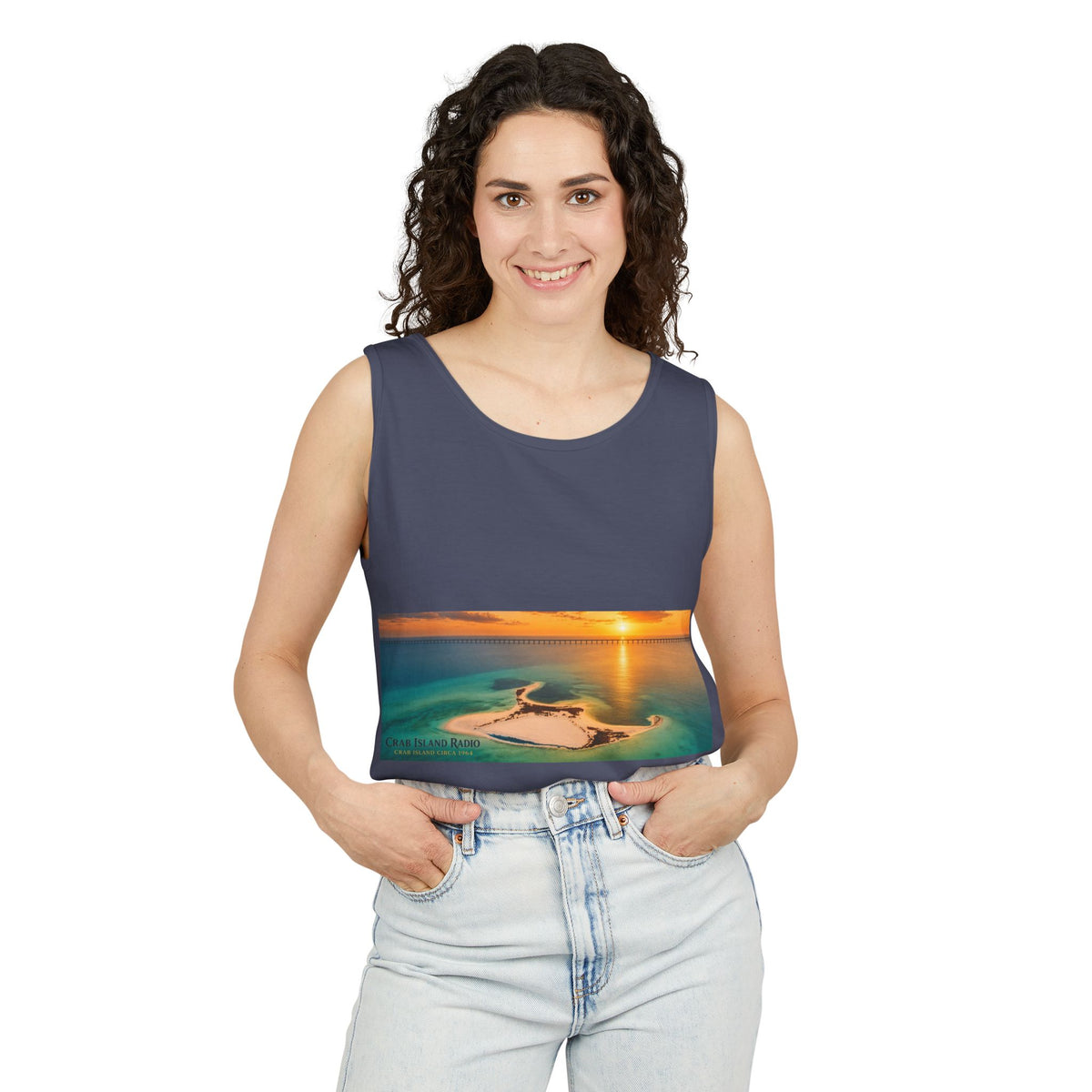 Crab Island Radio Men's Island Sunset Tank Top - Denim