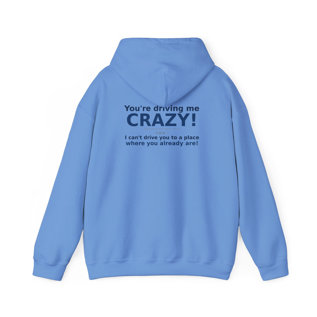 You're Driving Me Crazy Funny Hoodie - Couples Banter Hoodie (Colors A-L)