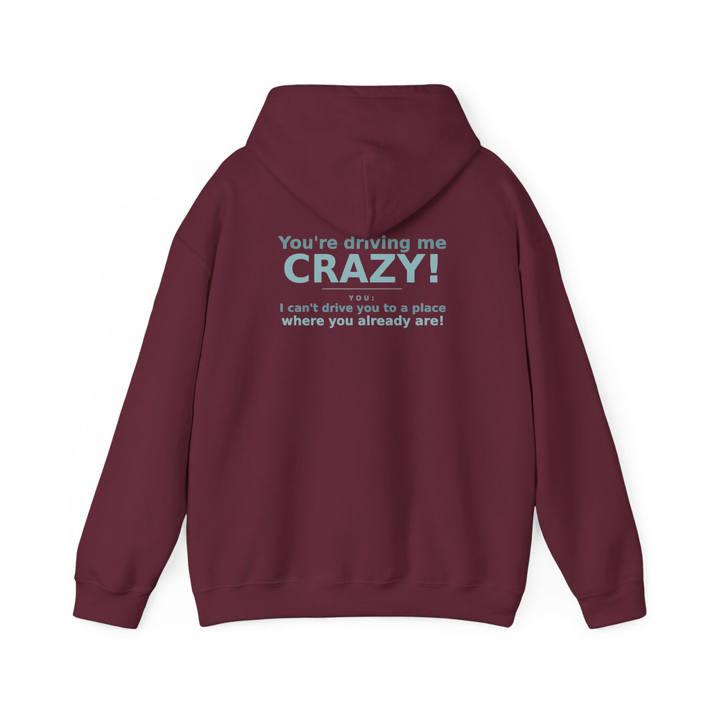 You're Driving Me Crazy Funny Hoodie - Couples Banter Hoodie (Colors M-W)