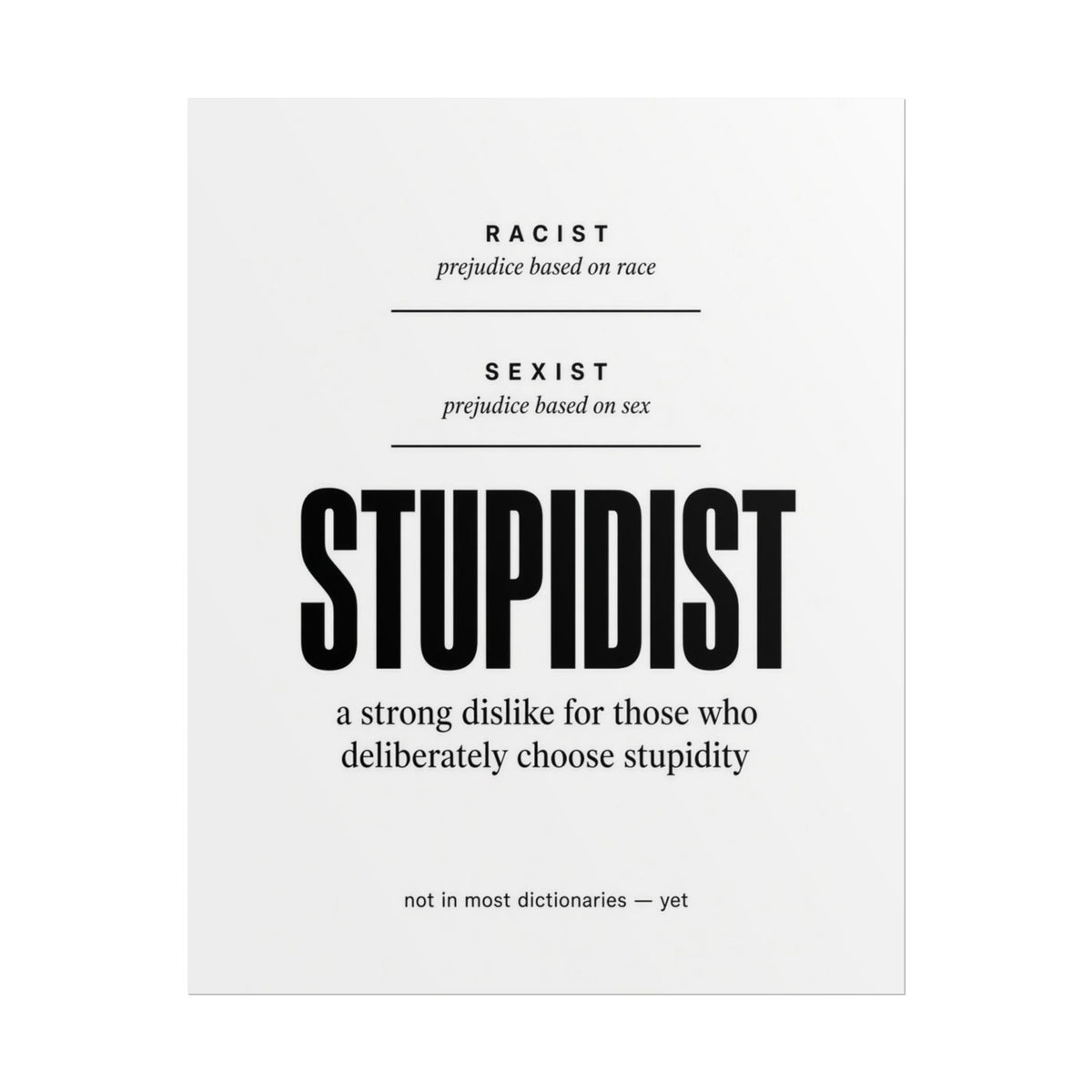 STUPIDIST Dictionary Definition Poster – Funny Wall Art Print