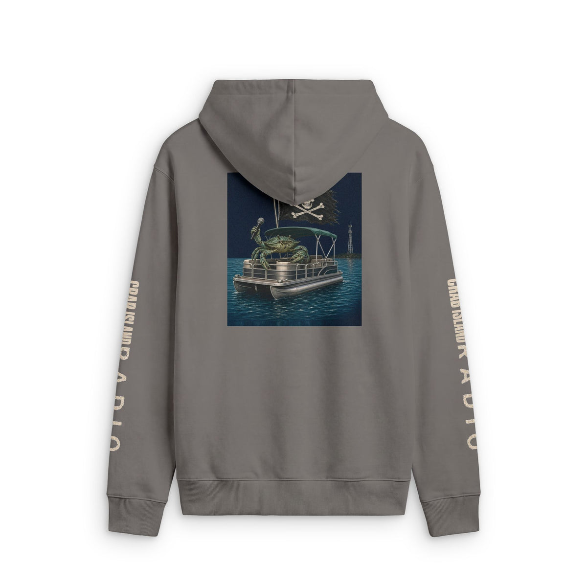 Unisex Relax Faded Zip Hood – Crab Island Radio (Words Sleeves)