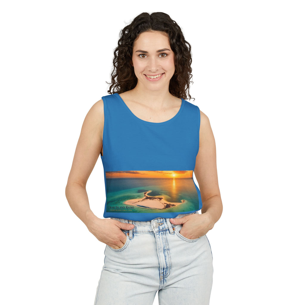 Crab Island Radio Men's Island Sunset Tank Top - Royal Caribe